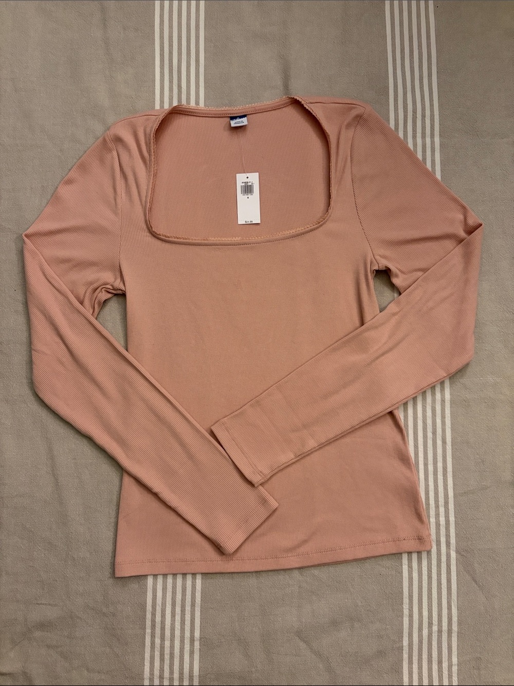 Old Navy Square Neck Long Sleeve Shirt in Soft Pink